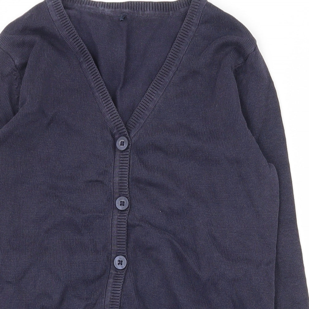 George Girls Blue V-Neck  Cotton Cardigan Jumper Size 4-5 Years  Button - School wear