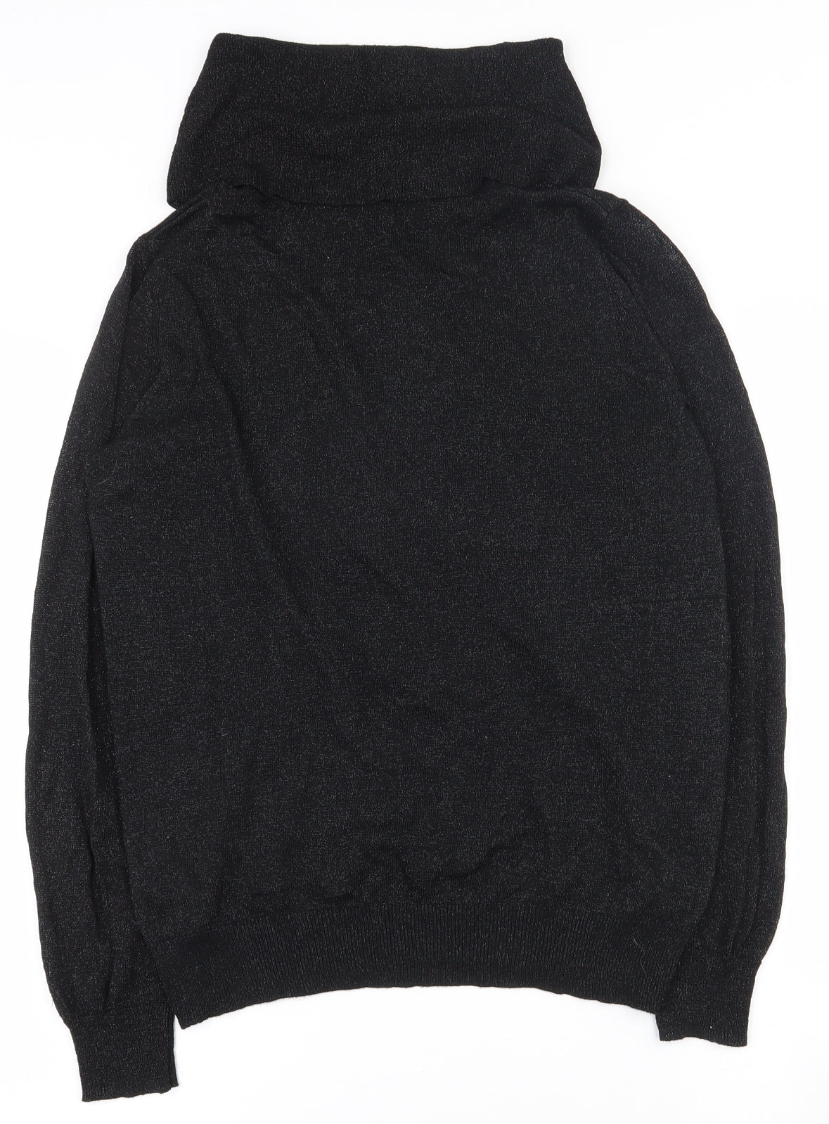 Preworn Womens Black Roll Neck  Viscose Pullover Jumper Size 14