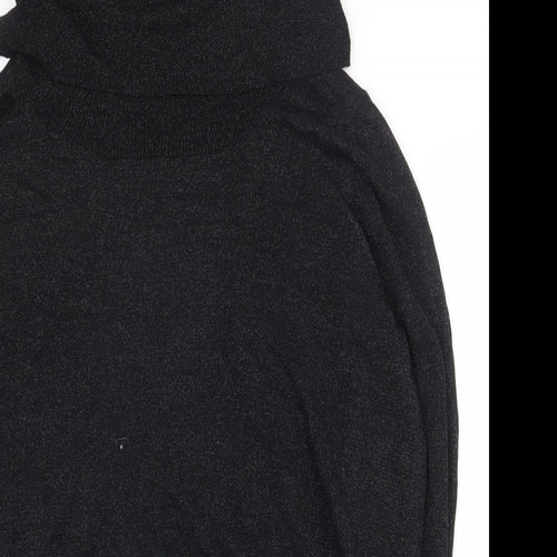 Preworn Womens Black Roll Neck  Viscose Pullover Jumper Size 14