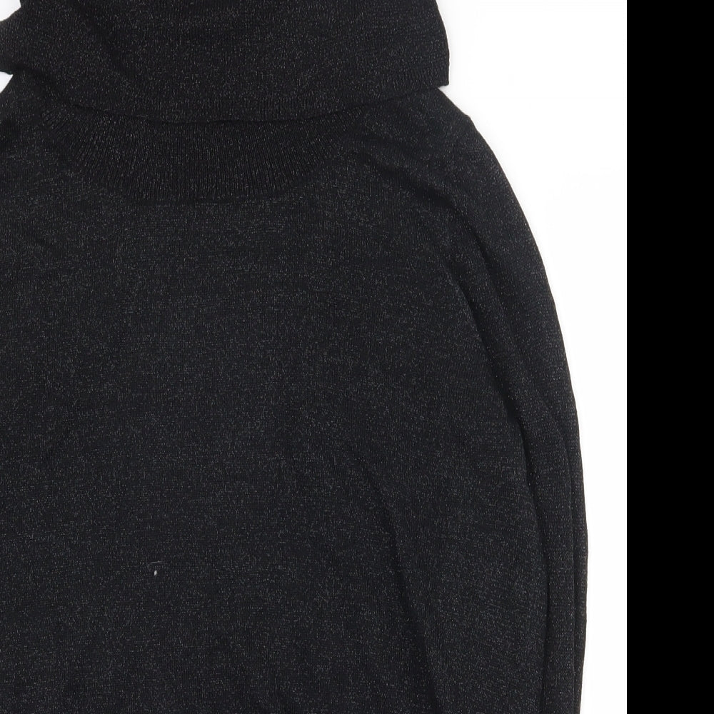 Preworn Womens Black Roll Neck  Viscose Pullover Jumper Size 14
