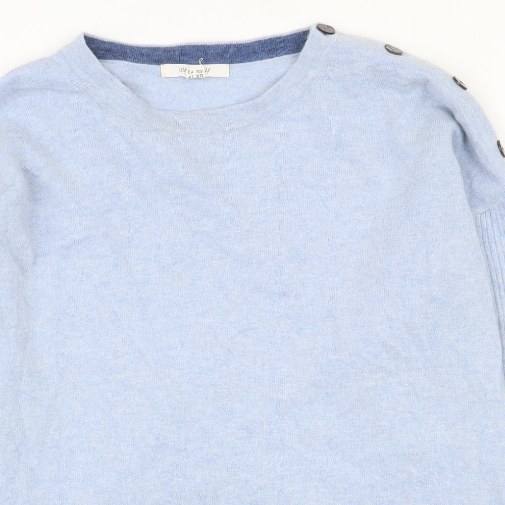 White Stuff Womens Blue Round Neck  Viscose Pullover Jumper Size 14