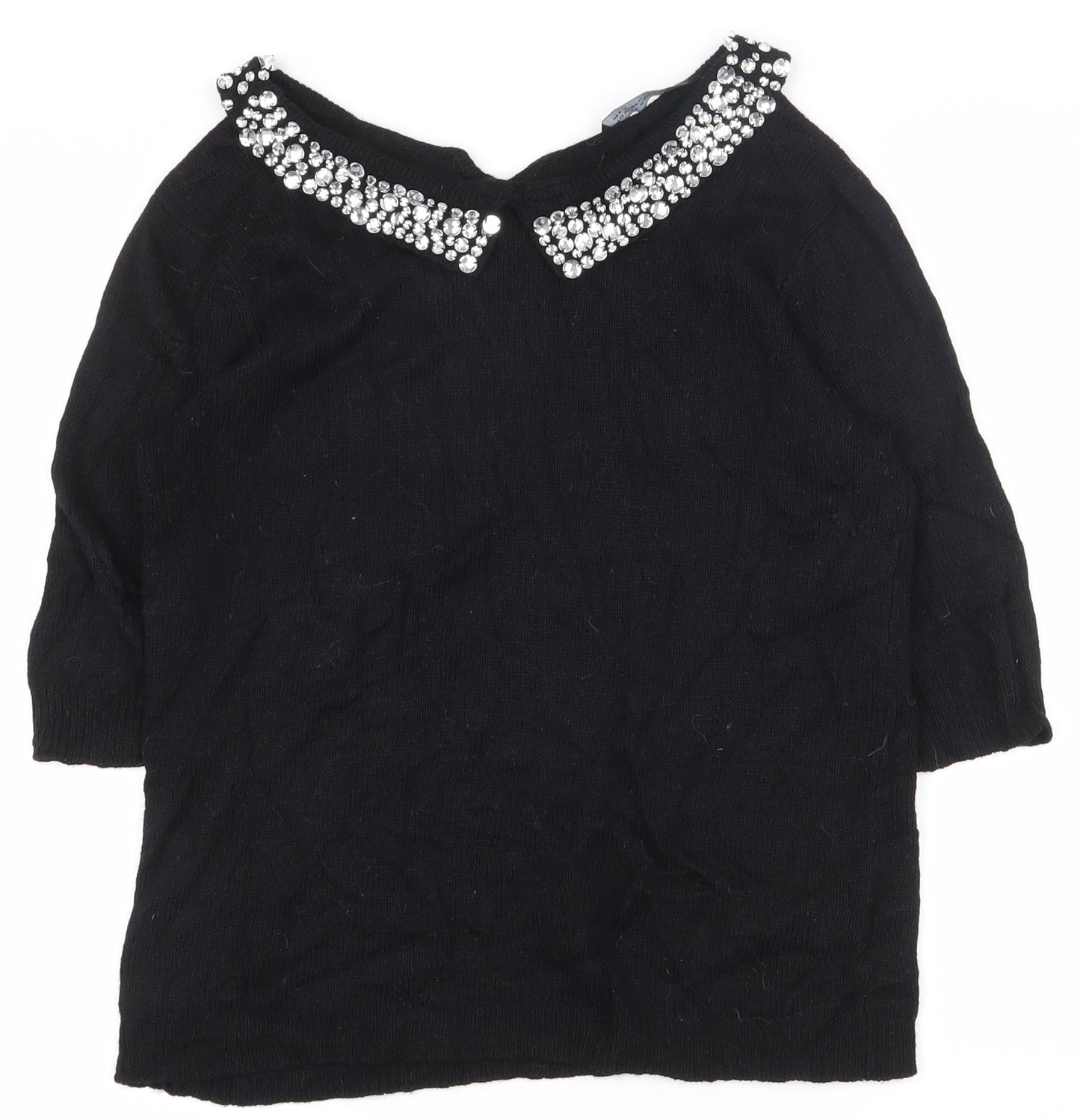 Dorothy Perkins Womens Black Collared  Nylon Pullover Jumper Size 12