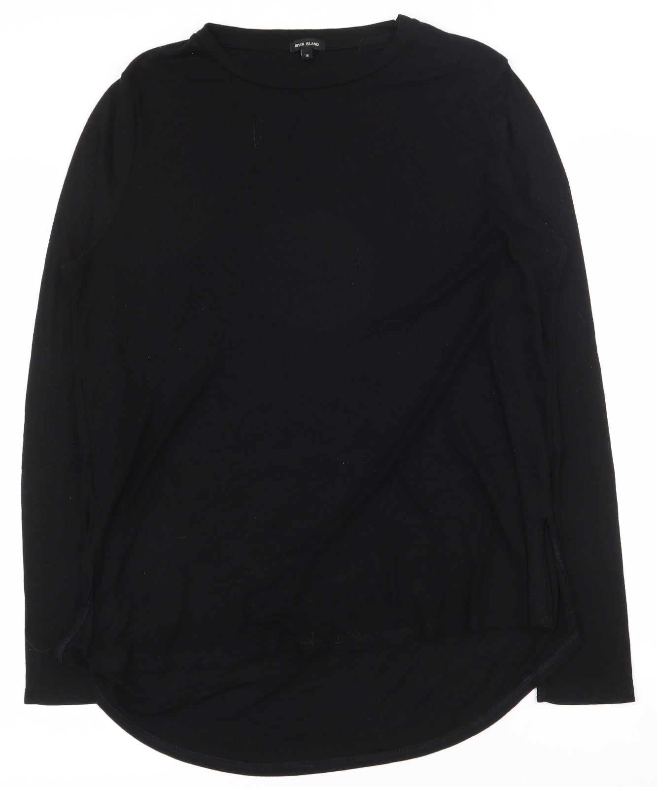 River Island Womens Black  Viscose Basic T-Shirt Size 16 Round Neck