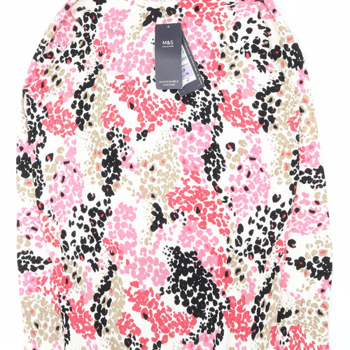 Marks and Spencer Womens Multicoloured Crew Neck Animal Print Viscose Pullover Jumper Size 8