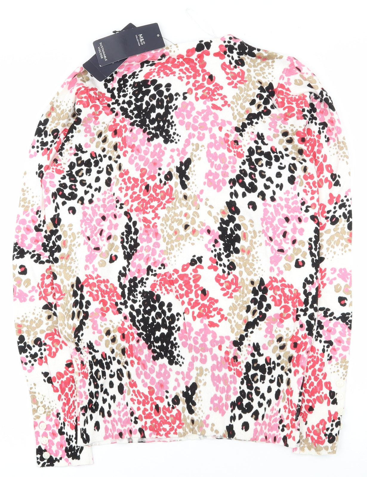 Marks and Spencer Womens Multicoloured Crew Neck Animal Print Viscose Pullover Jumper Size 8
