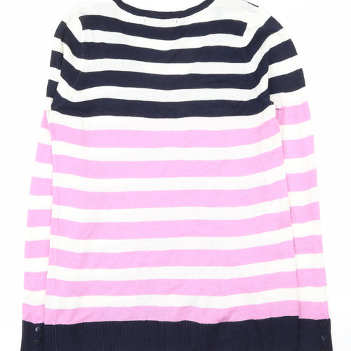 Marks and Spencer Womens Multicoloured V-Neck Striped Acrylic Pullover Jumper Size 10