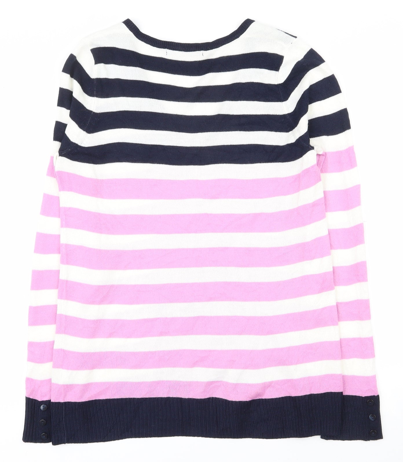 Marks and Spencer Womens Multicoloured V-Neck Striped Acrylic Pullover Jumper Size 10