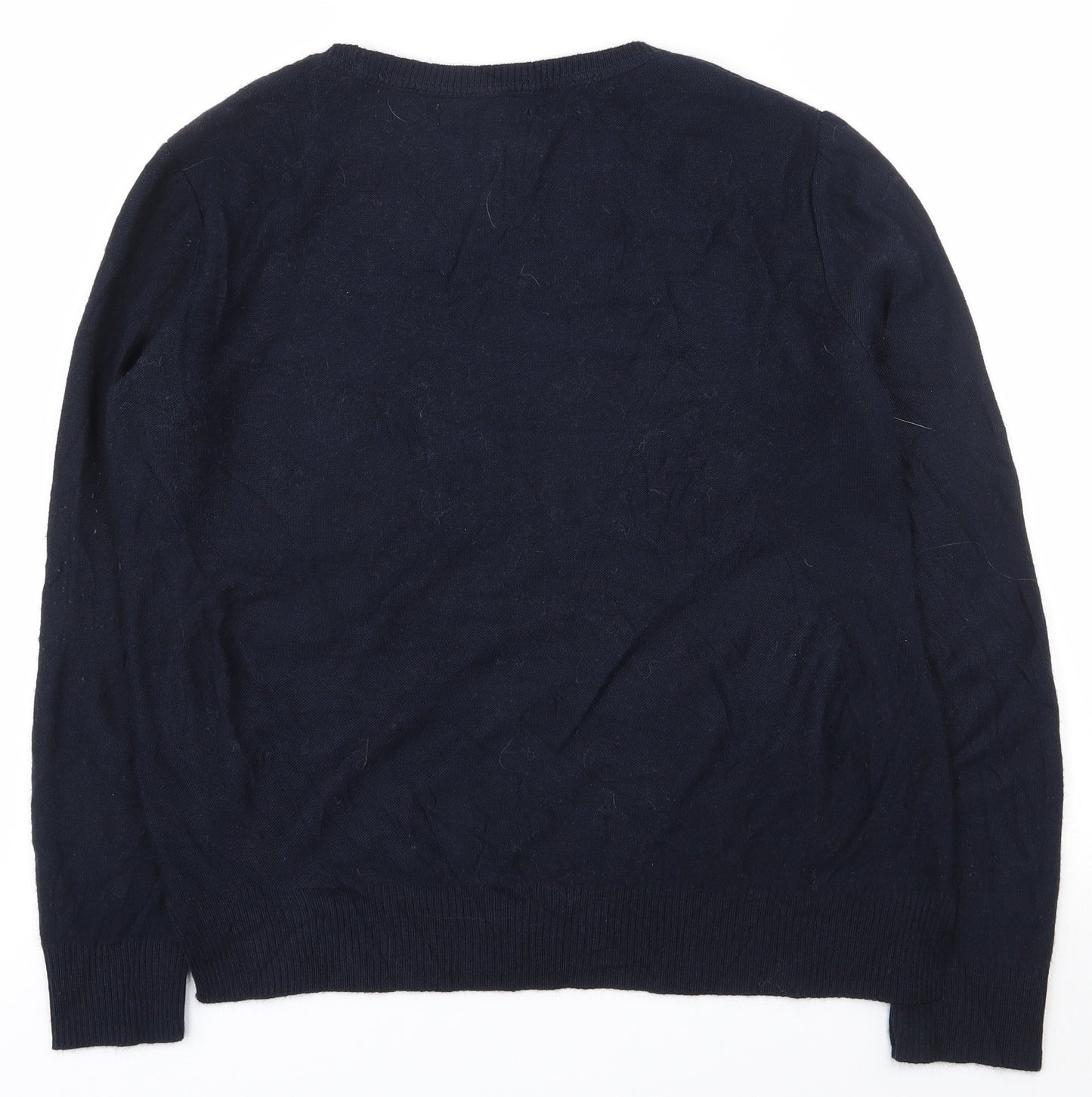 Nutmeg Womens Blue Round Neck  Acrylic Pullover Jumper Size 12