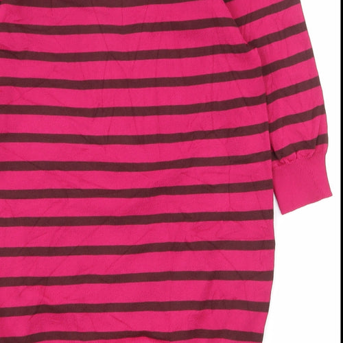 NEXT Womens Pink Round Neck Striped Viscose Pullover Jumper Size 8