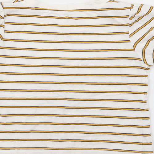 RTR Girls White Striped Cotton Pullover T-Shirt Size 5 Years Crew Neck