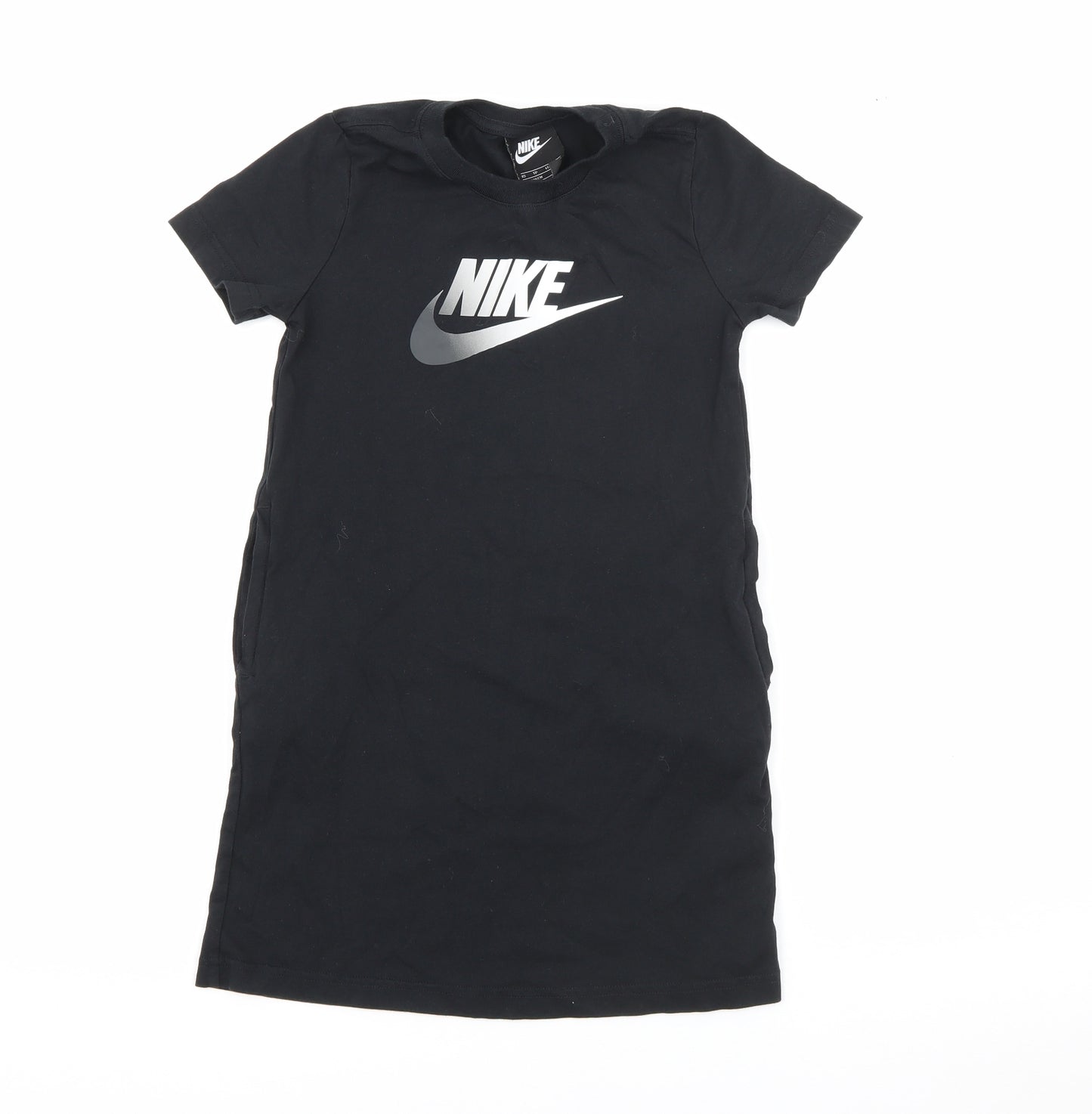 Nike Girls Black  Cotton T-Shirt Dress  Size 7-8 Years  Crew Neck