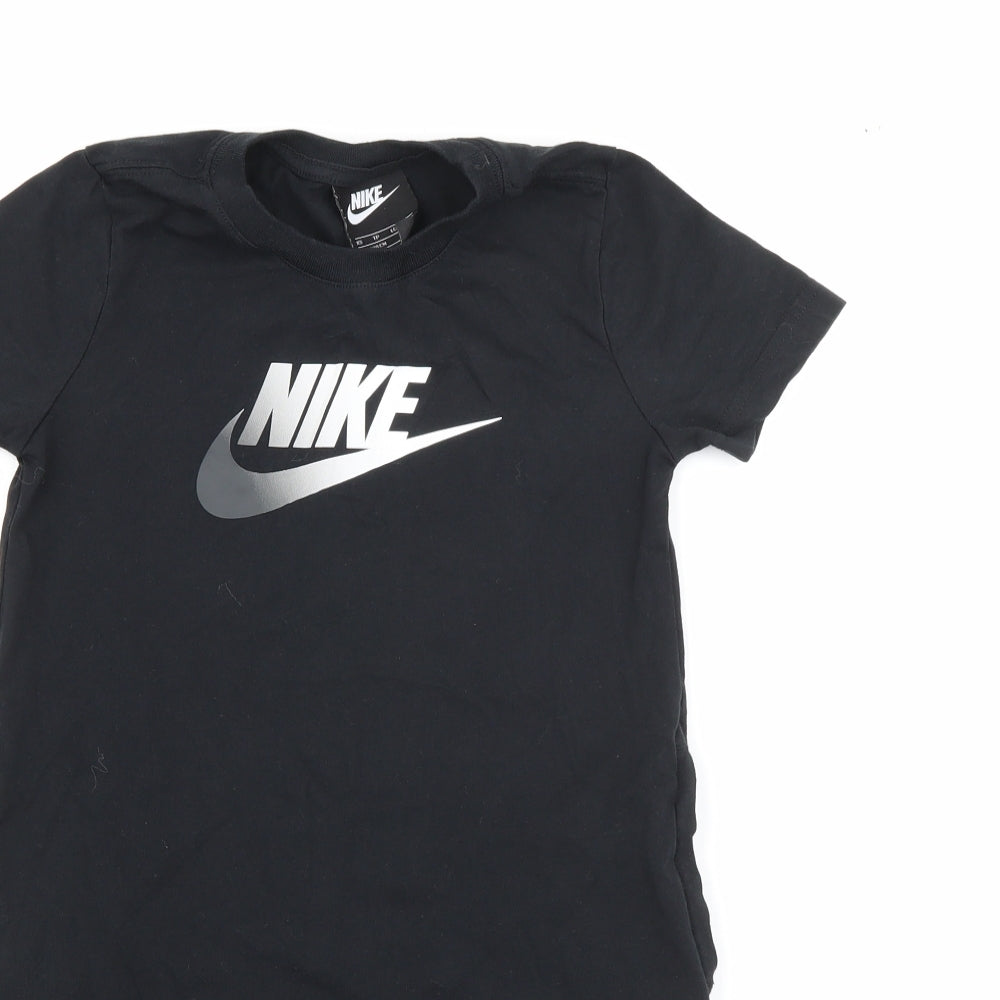 Nike Girls Black  Cotton T-Shirt Dress  Size 7-8 Years  Crew Neck
