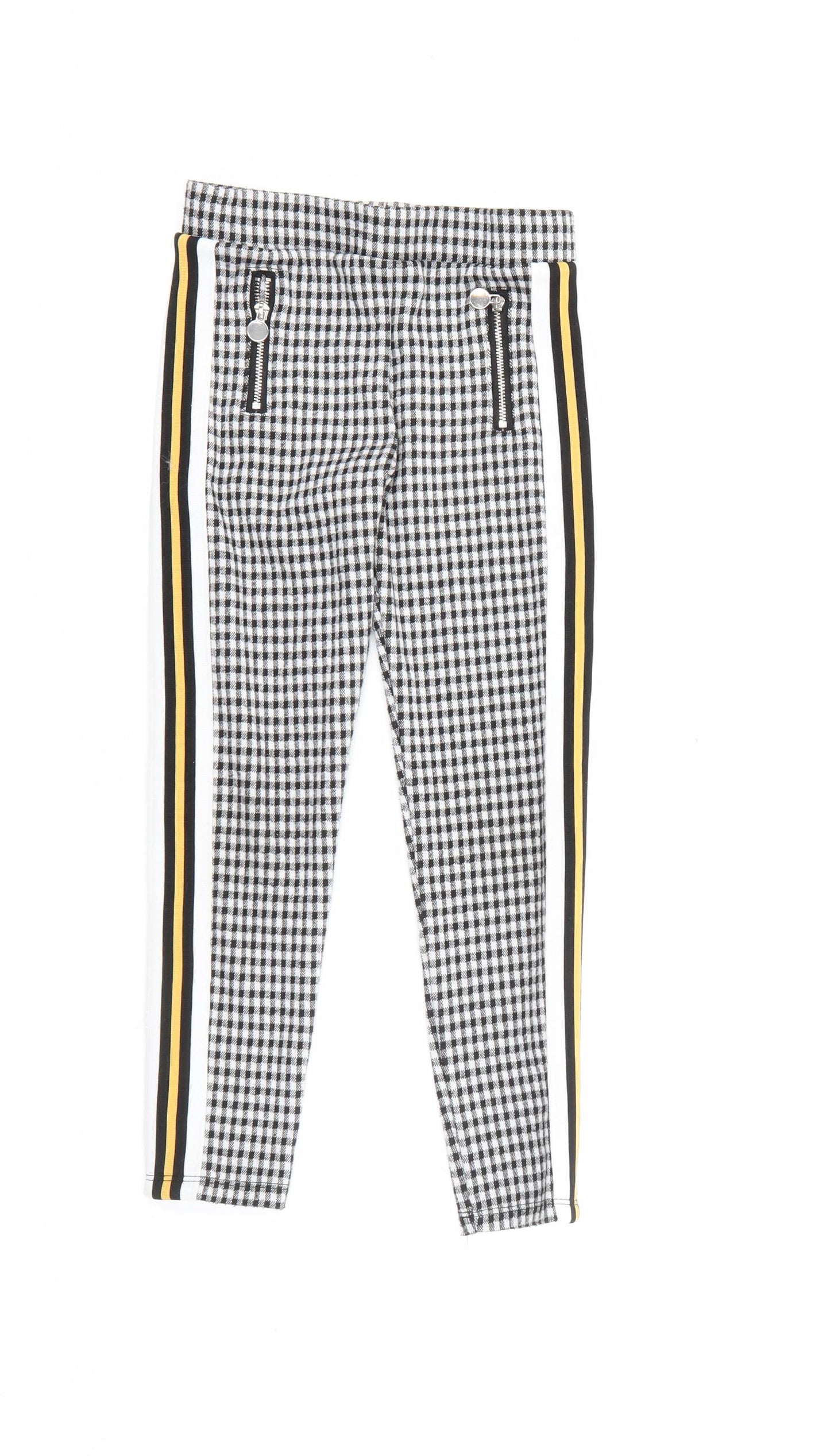 F&F Girls White Gingham Polyester Carrot Trousers Size 7-8 Years  Regular