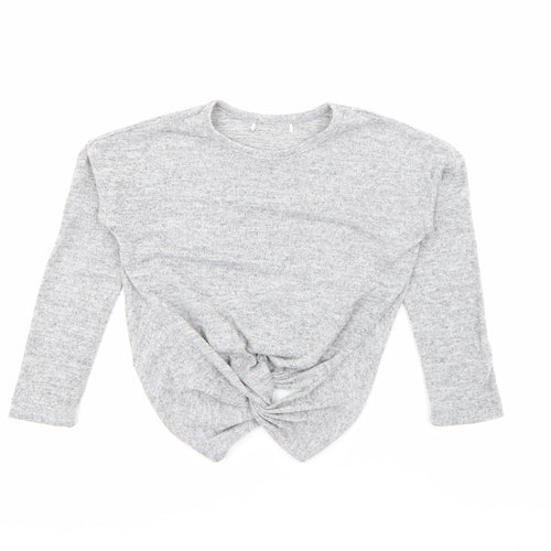 Primark Girls Grey Crew Neck  Polyester Pullover Jumper Size 7-8 Years