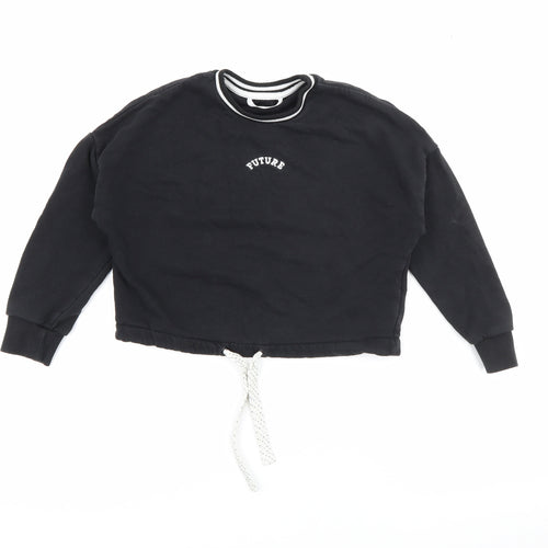 Marks and Spencer Girls Black  Cotton Pullover Sweatshirt Size 7-8 Years