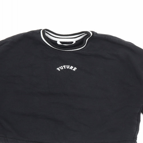 Marks and Spencer Girls Black  Cotton Pullover Sweatshirt Size 7-8 Years