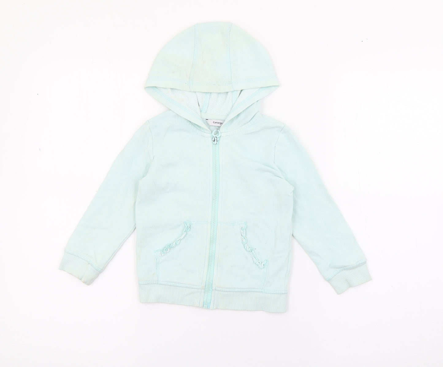 Geoger Girls Blue  Cotton Full Zip Hoodie Size 2-3 Years  Zip