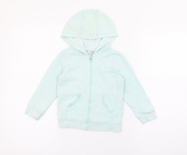 Geoger Girls Blue  Cotton Full Zip Hoodie Size 2-3 Years  Zip
