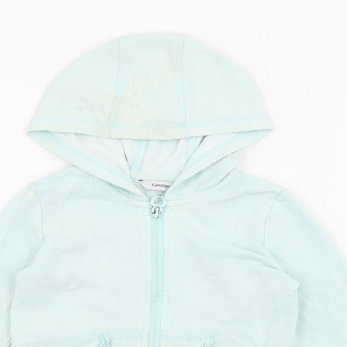 Geoger Girls Blue  Cotton Full Zip Hoodie Size 2-3 Years  Zip