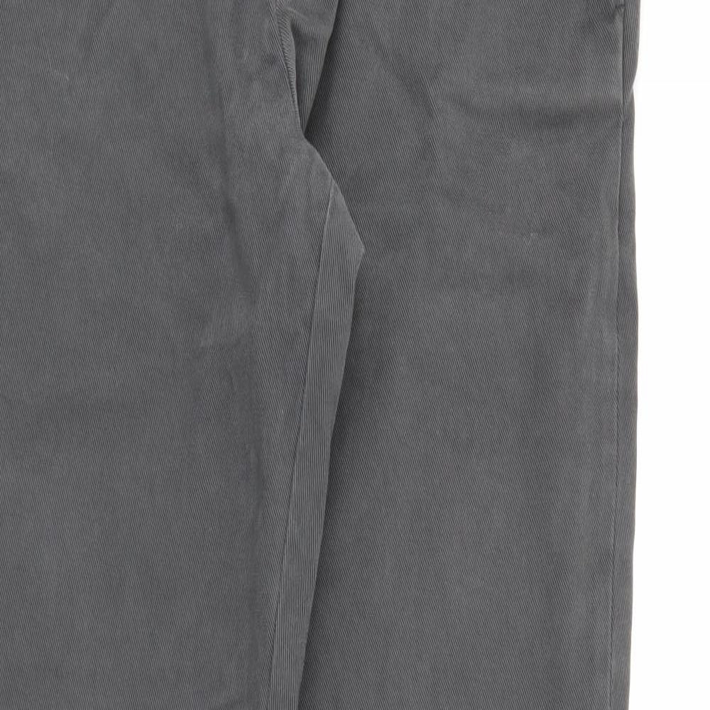Brooks Brothers Mens Grey  Cotton Chino Trousers Size 34 in L33 in Regular Button
