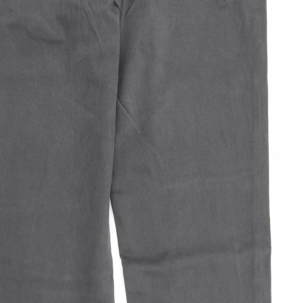 Brooks Brothers Mens Grey  Cotton Chino Trousers Size 34 in L33 in Regular Button