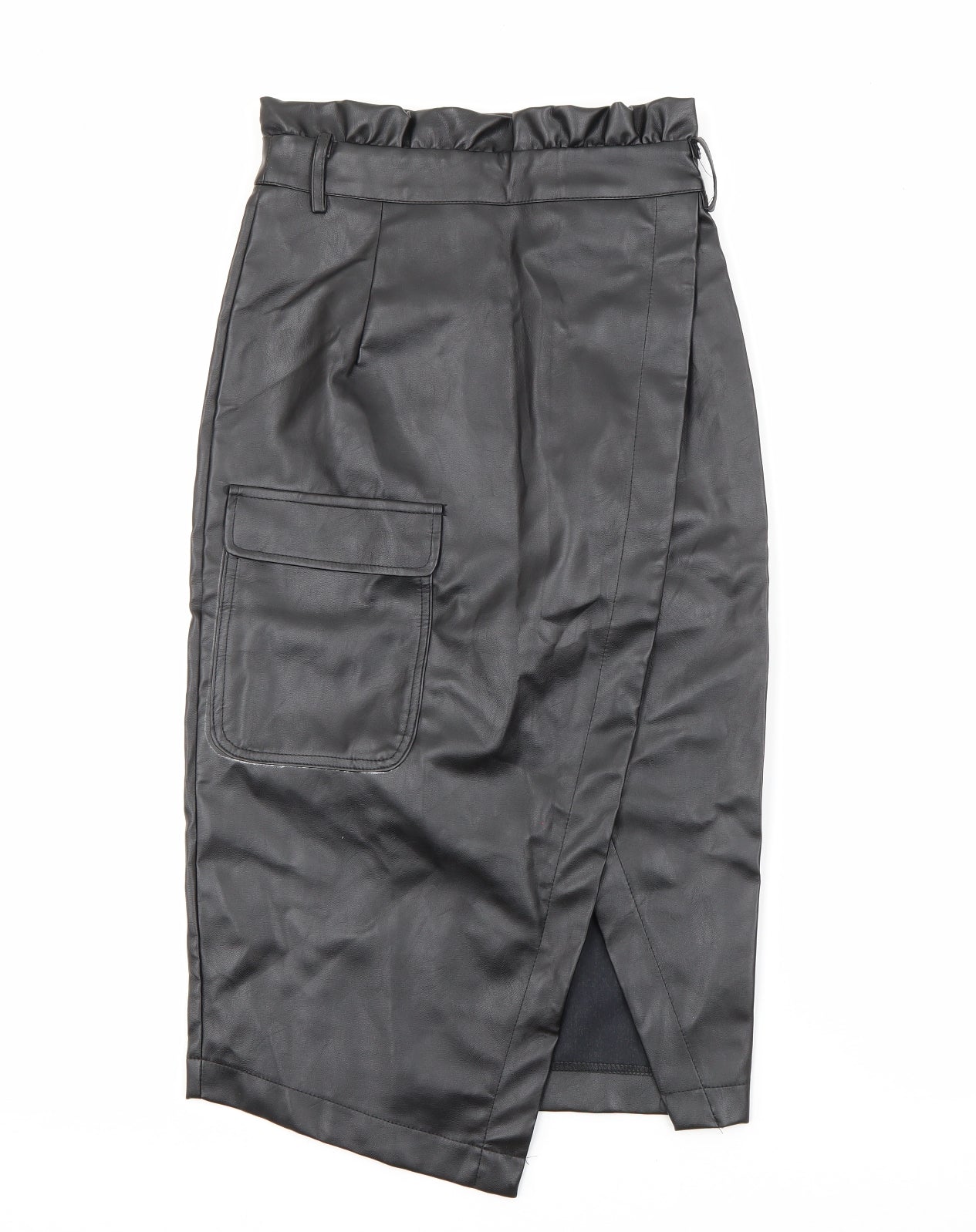 In the Style Womens Black  Polyurethane Wrap Skirt Size 6   Zip
