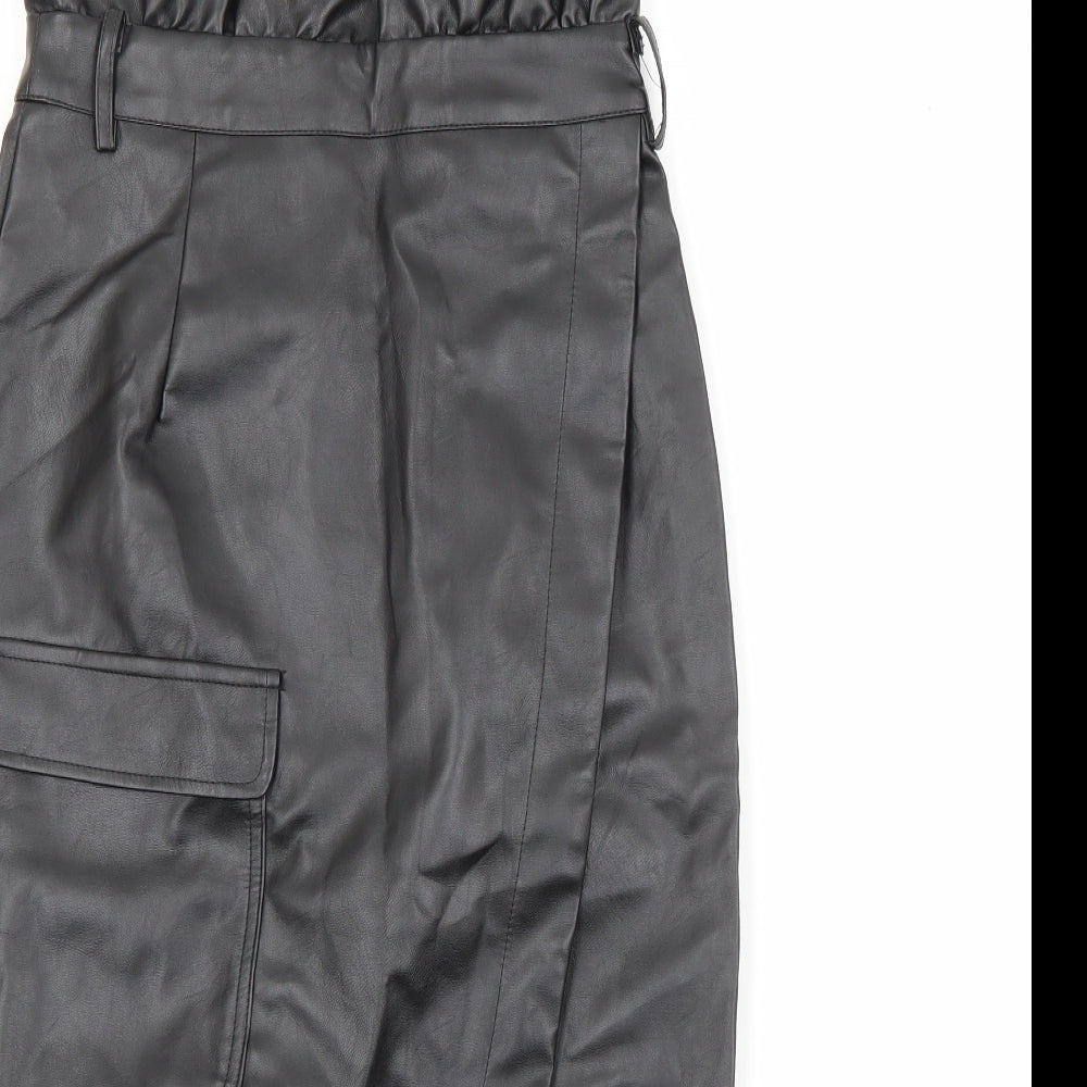 In the Style Womens Black  Polyurethane Wrap Skirt Size 6   Zip