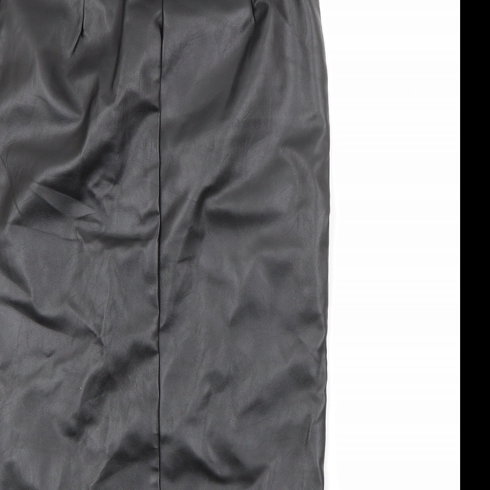 In the Style Womens Black  Polyurethane Wrap Skirt Size 6   Zip