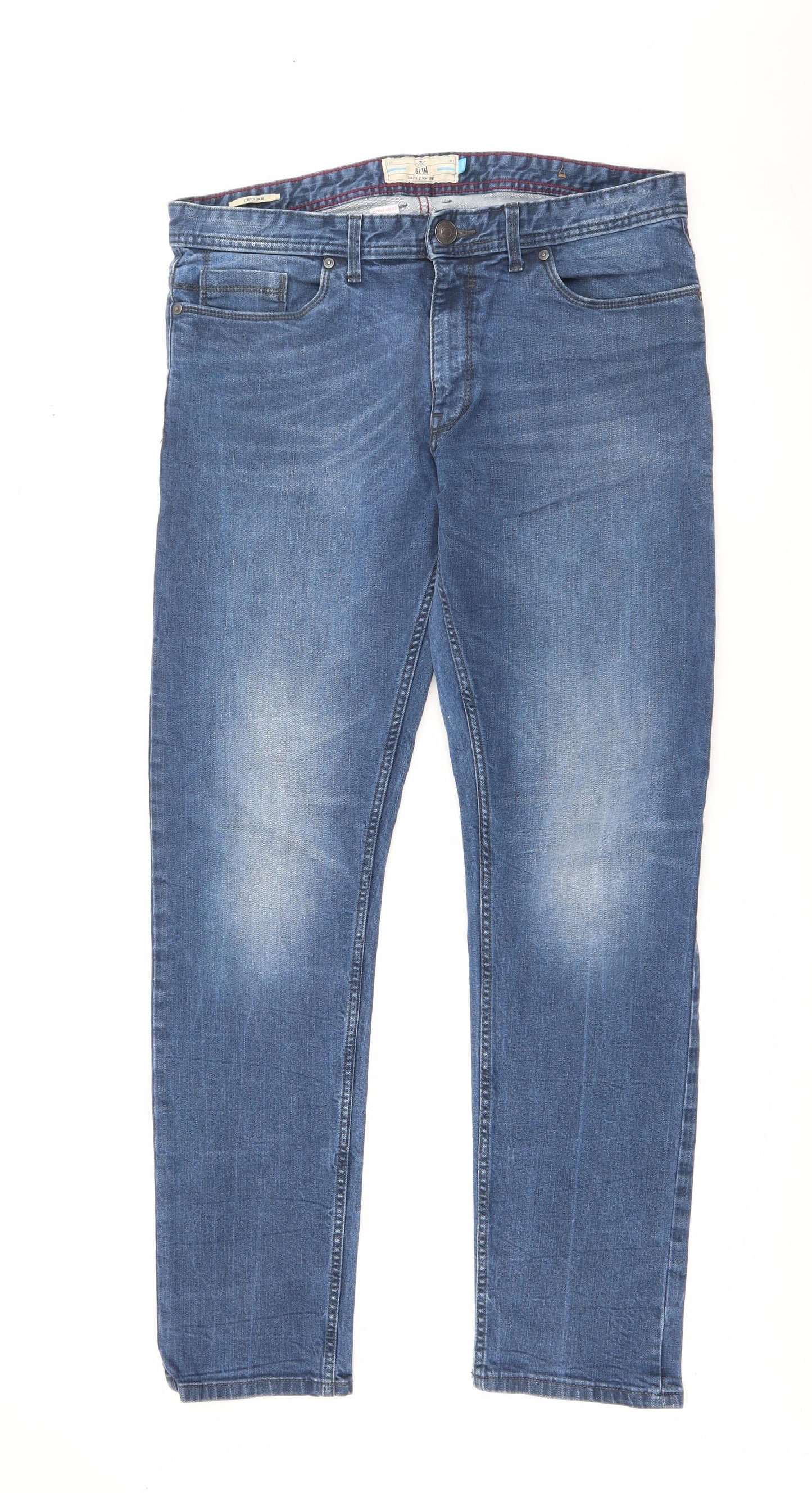 NEXT Mens Blue  Cotton Straight Jeans Size 34 in L31 in Regular Button