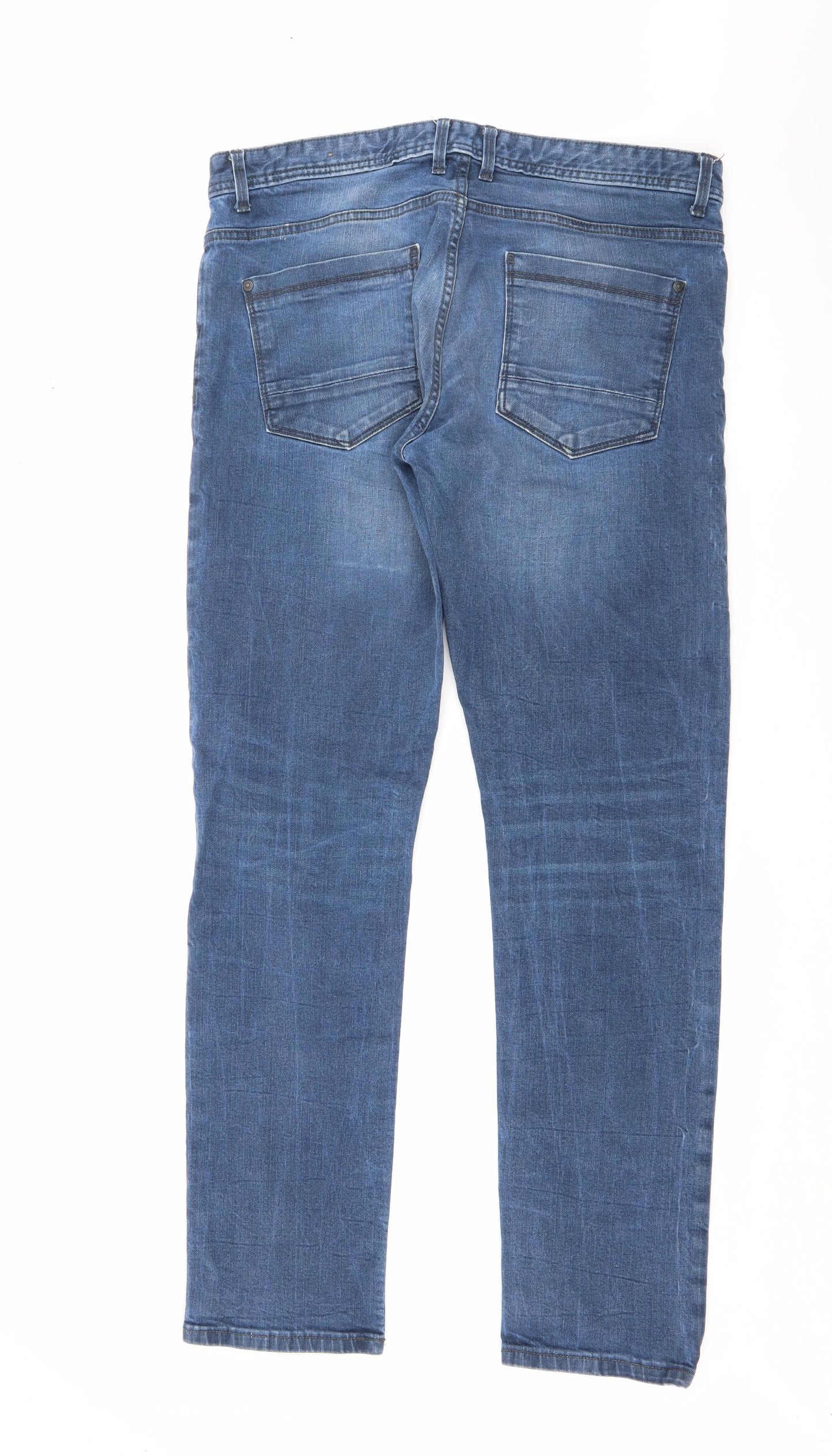NEXT Mens Blue  Cotton Straight Jeans Size 34 in L31 in Regular Button