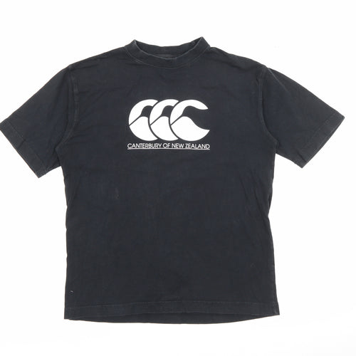 Canterbury Boys Black  Cotton Pullover T-Shirt Size 12 Years Crew Neck