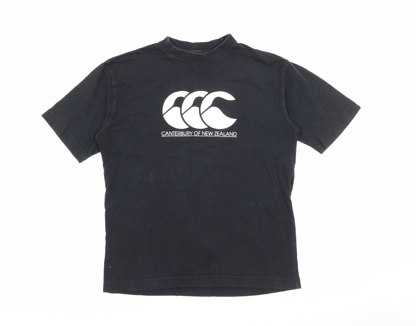 Canterbury Boys Black  Cotton Pullover T-Shirt Size 12 Years Crew Neck