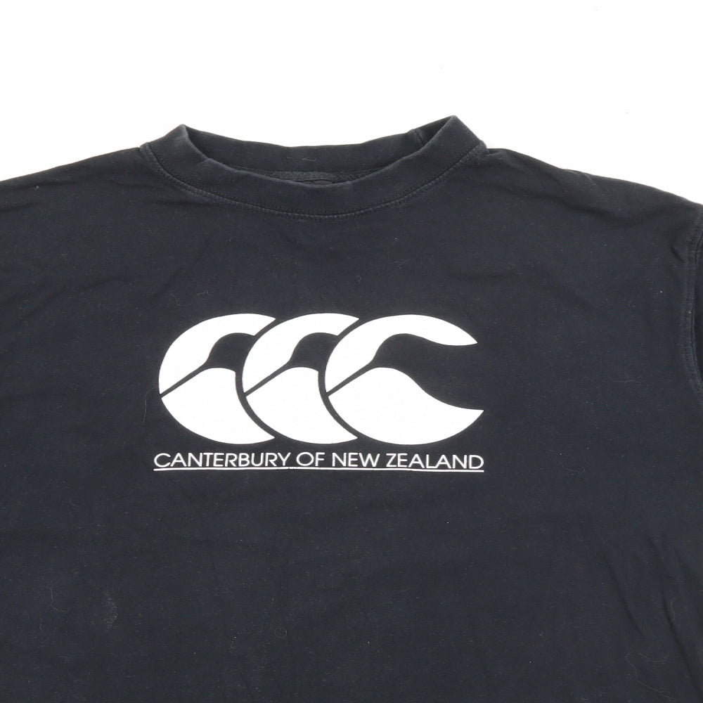 Canterbury Boys Black  Cotton Pullover T-Shirt Size 12 Years Crew Neck