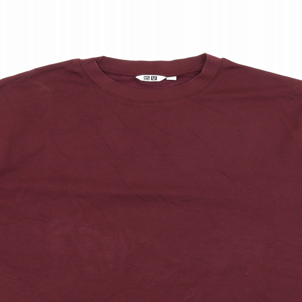 Uniqlo Mens Red  Cotton  T-Shirt Size M Crew Neck