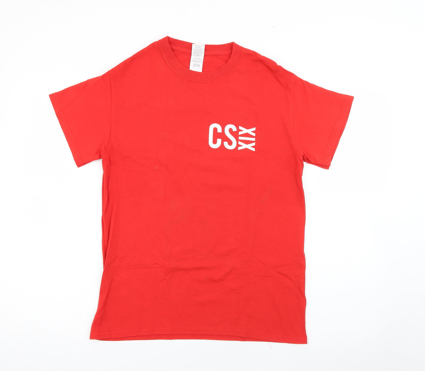 Gildan Mens Red  Cotton  T-Shirt Size S Crew Neck