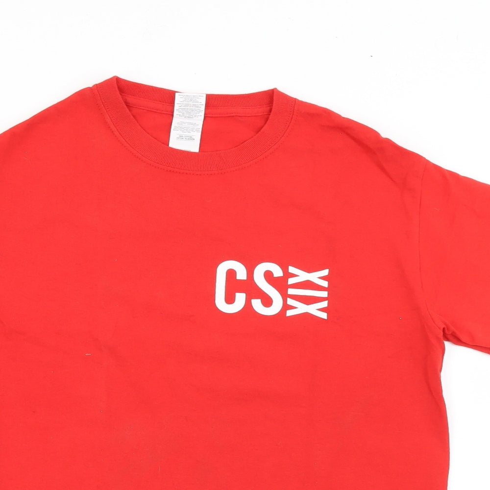 Gildan Mens Red  Cotton  T-Shirt Size S Crew Neck