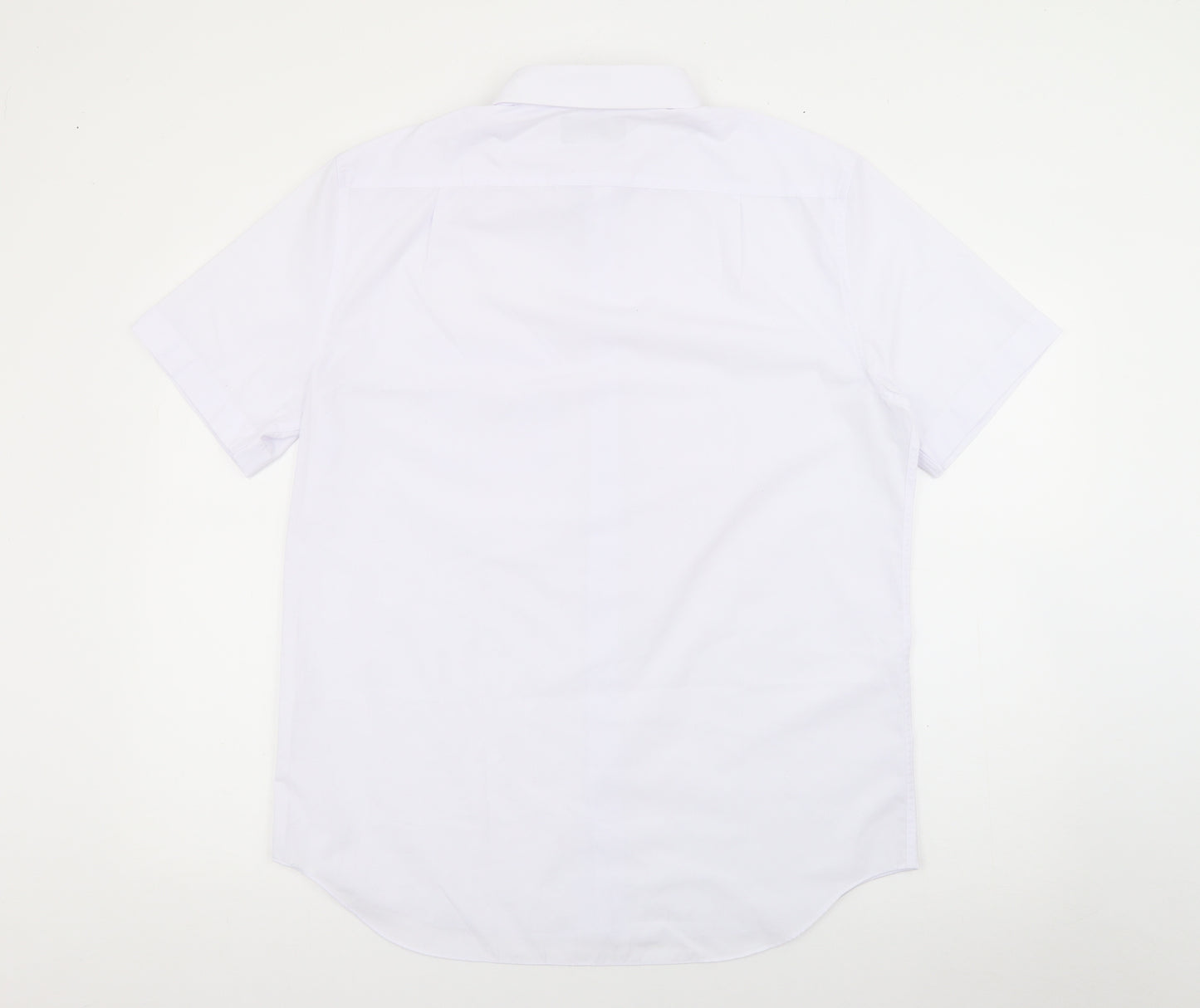 Marks and Spencer Mens White  Polyester  Button-Up Size 16 Collared Button