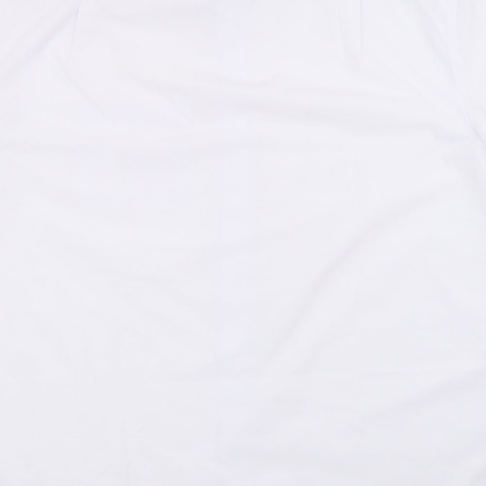 Marks and Spencer Mens White  Polyester  Button-Up Size 16 Collared Button