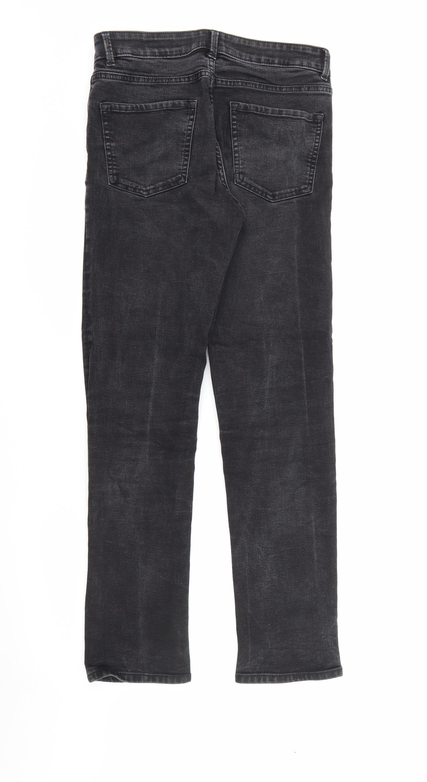 Marks and Spencer Womens Black  Cotton Straight Jeans Size 12 L28 in Regular Button
