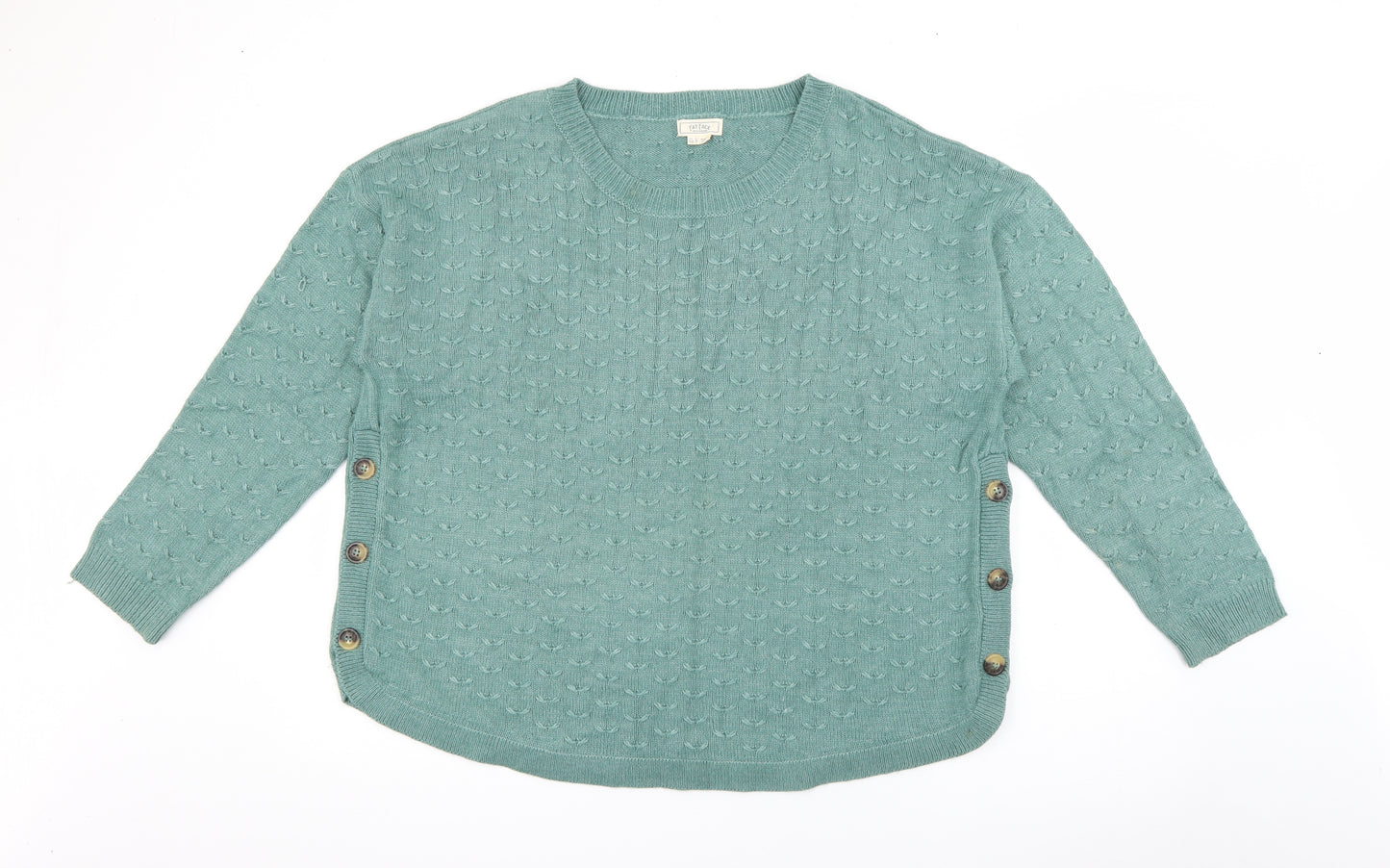 Fat Face Womens Green Crew Neck  Viscose Pullover Jumper Size 20