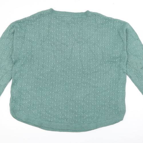 Fat Face Womens Green Crew Neck  Viscose Pullover Jumper Size 20