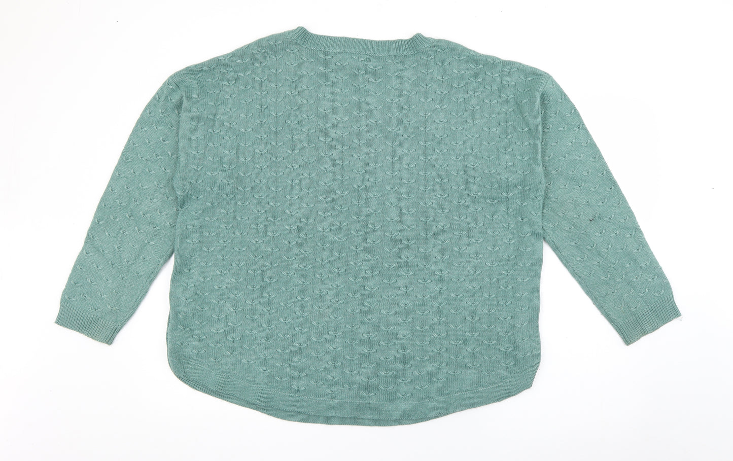 Fat Face Womens Green Crew Neck  Viscose Pullover Jumper Size 20