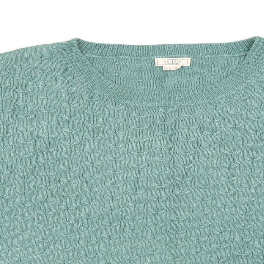 Fat Face Womens Green Crew Neck  Viscose Pullover Jumper Size 20