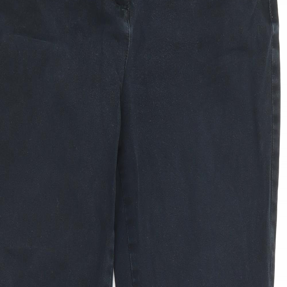 Marks and Spencer Womens Black  Cotton Straight Jeans Size 12 L28 in Regular Button