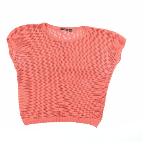 ESMARA Womens Orange Crew Neck  Acrylic Pullover Jumper Size L