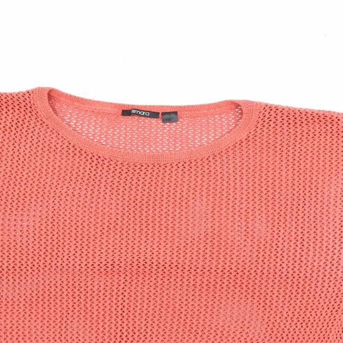ESMARA Womens Orange Crew Neck  Acrylic Pullover Jumper Size L