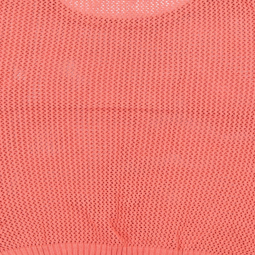 ESMARA Womens Orange Crew Neck  Acrylic Pullover Jumper Size L