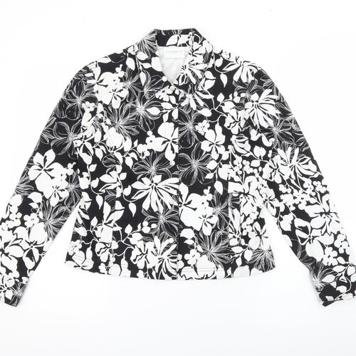 Liz Clasiborne Womens Black Floral  Jacket  Size S  Snap
