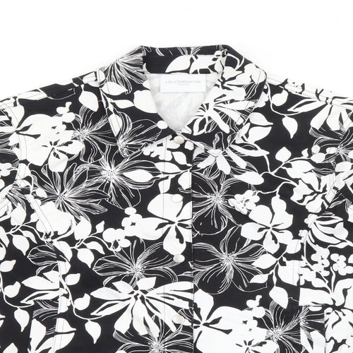 Liz Clasiborne Womens Black Floral  Jacket  Size S  Snap