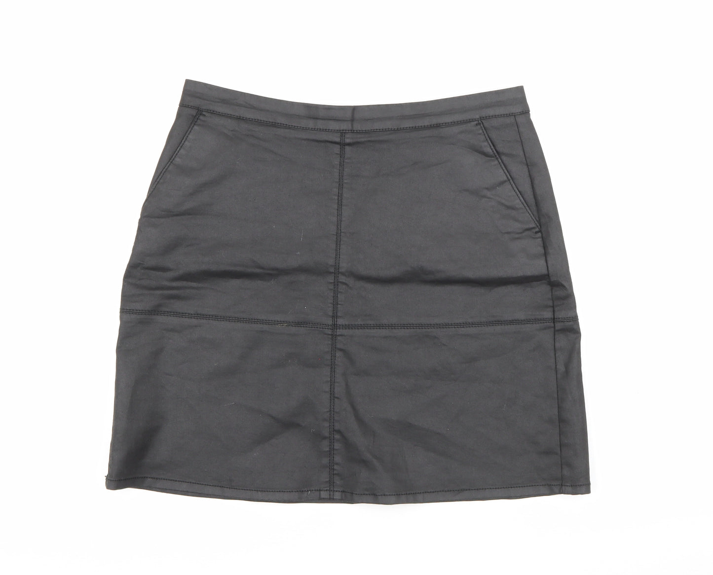 NEXT Womens Black  Cotton Mini Skirt Size 12   Zip
